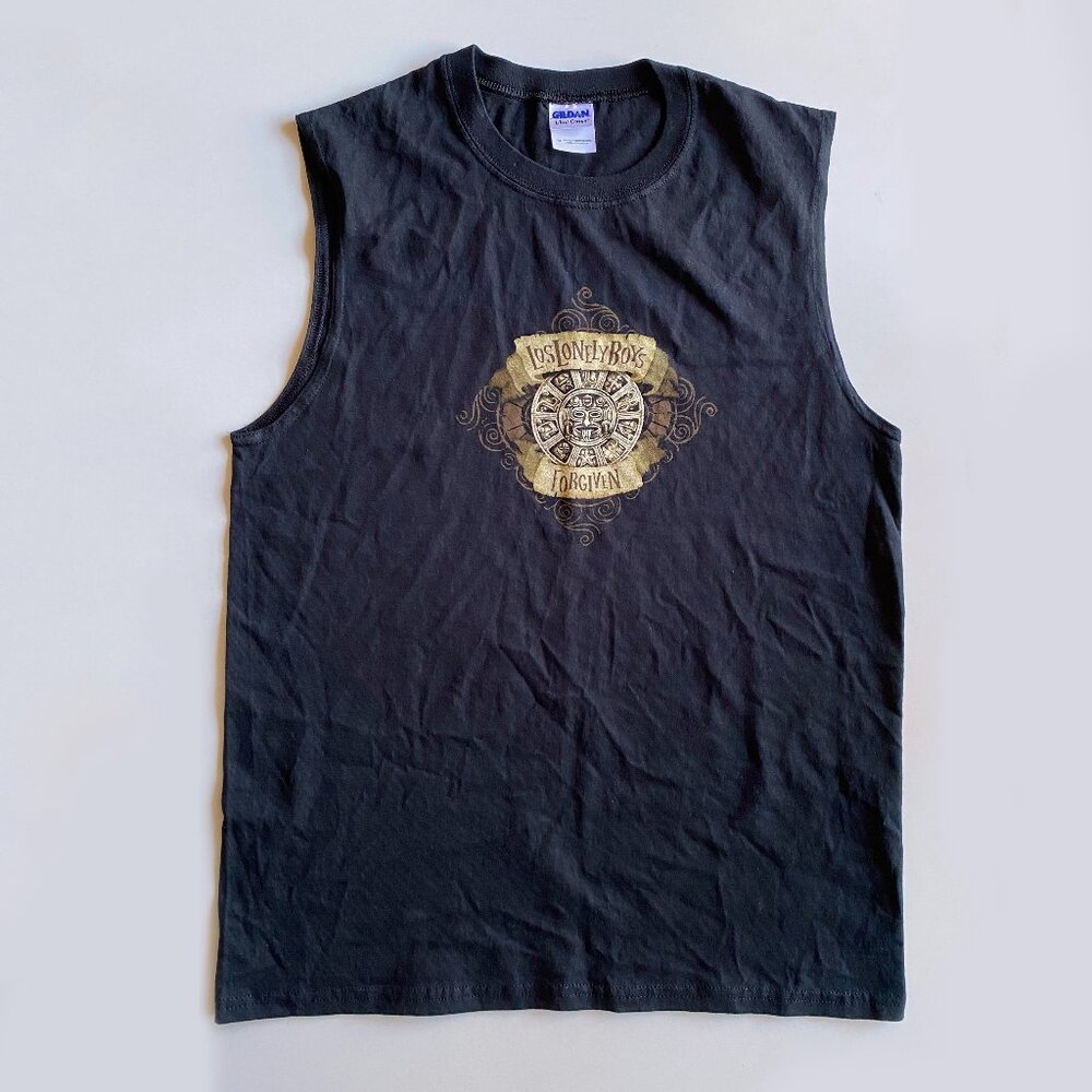 Y2K Los Lonely Boys Forgiven Black Sleeveless Band T-Shirt Logo Graphic Size M